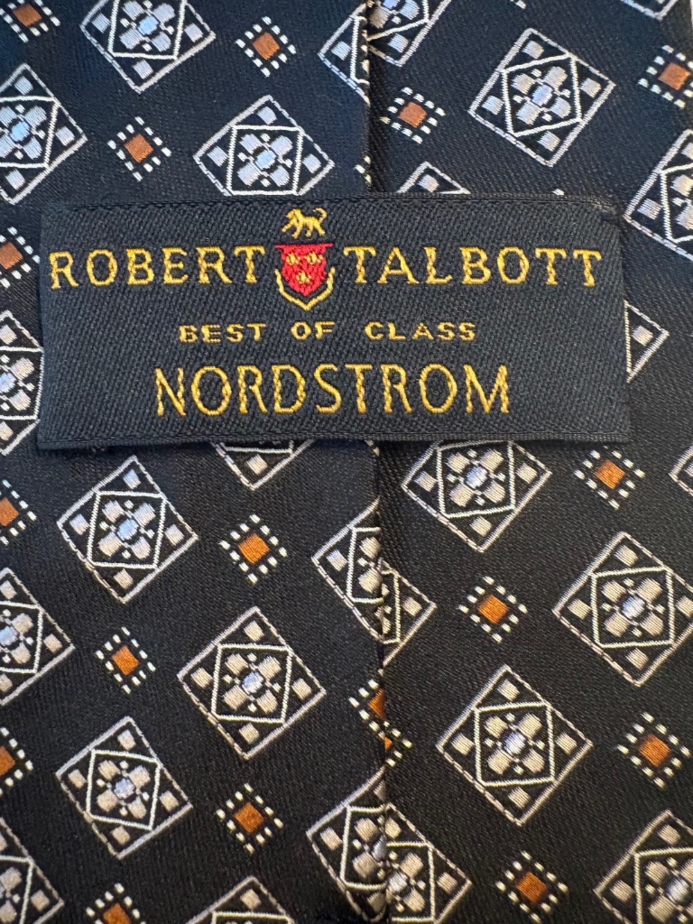 Robert Talbott Best of Class Nordstrom Silk Tie Black Gold Geometric Medallion